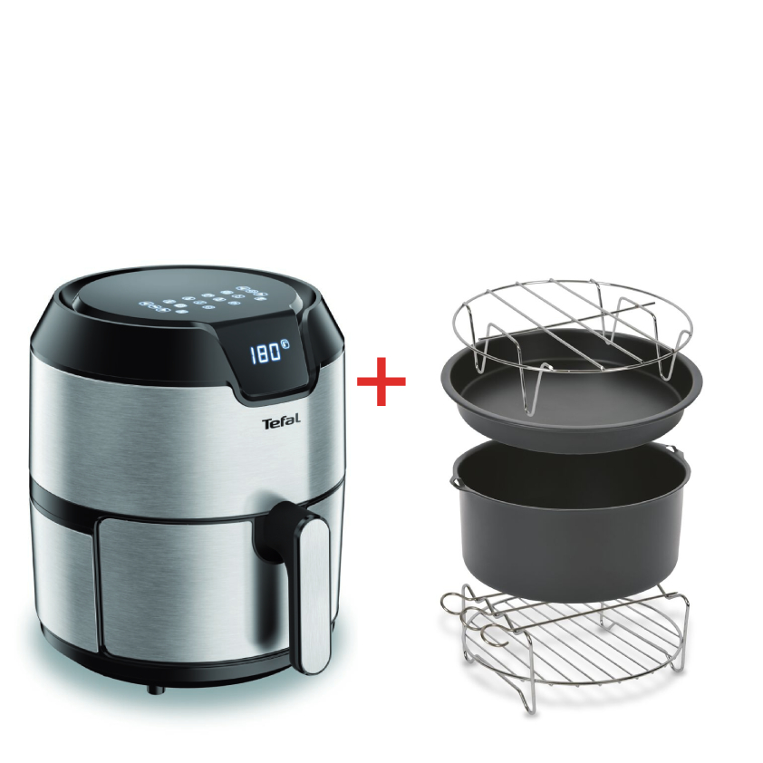 Tefal Easy Fry Deluxe im Set mit passendem Zubehör Heißluftfritteuse XL-Kapazität 4 2 L Zubehör: Kuchenform Pizzapfanne Spießrack &