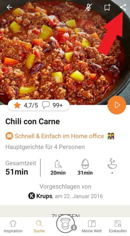 highlighting the sharing functionality in the Prep&Cook app